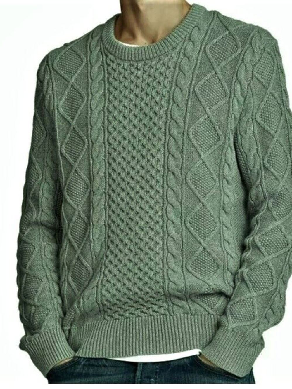 Polo Ralph Lauren Men's Cable Knit Crewneck Sweater - Sage Green